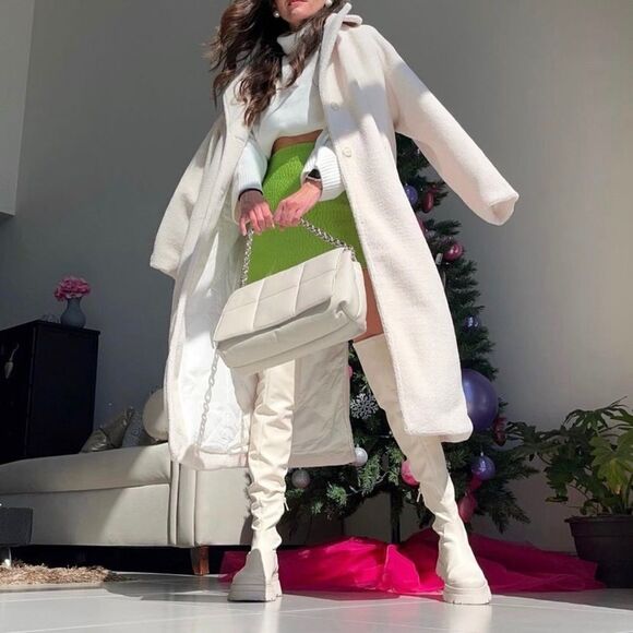 H&M Faux Shearling Coat Cream New - Picture 5 of 10